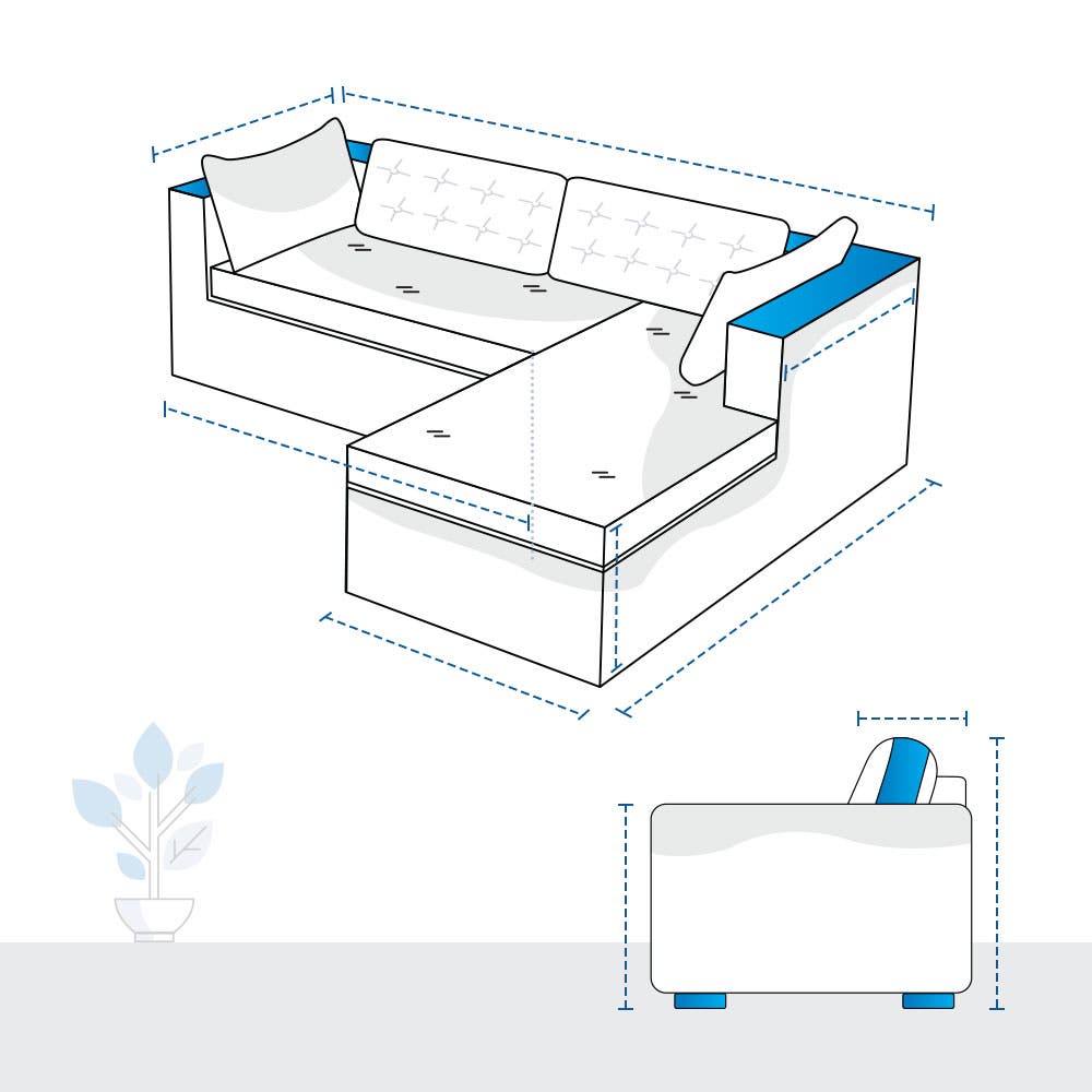 "L Shape Couch Custom Covers - Design 5"
