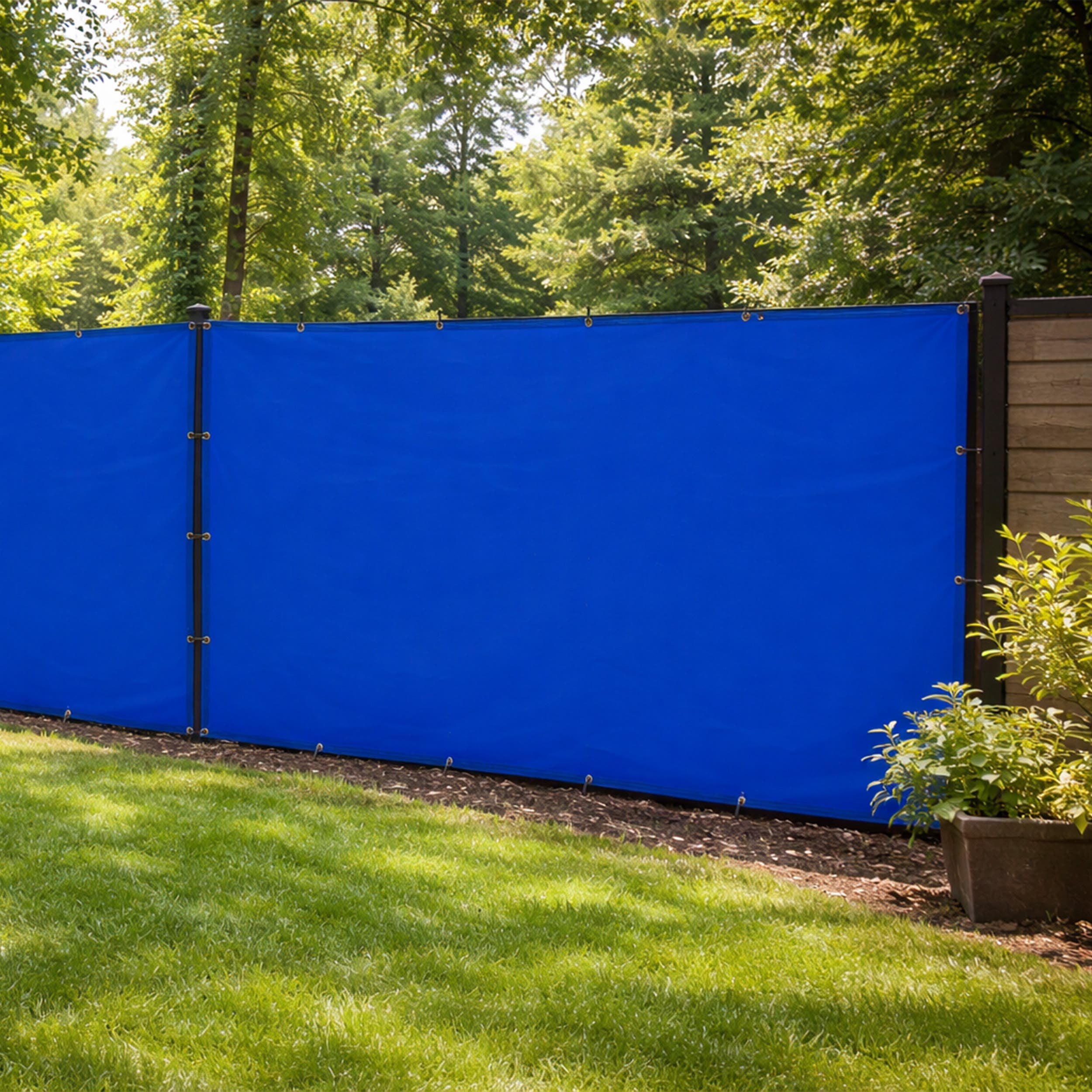 Custom Size 6ft Blue Fence Privacy Screen – 180GSM Commercial Grade Windscreen